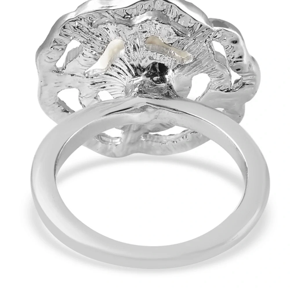 Simulated Pearl/ White Crystal Ring and Earring Set